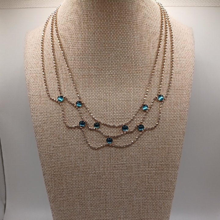 925 Italy Multi-Layered Necklace With Blue Accents 30$